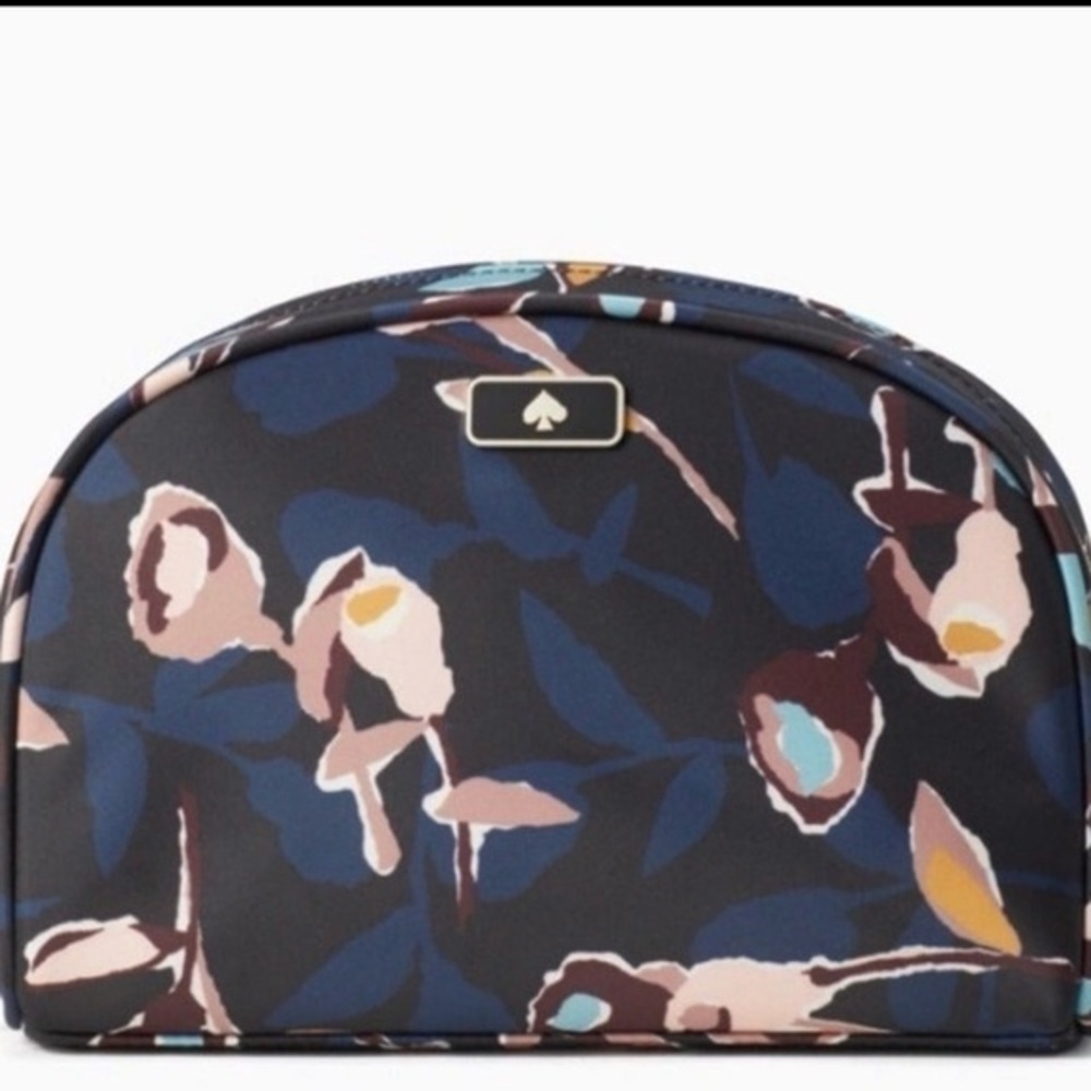 Kate Spade Floral Cosmetic Case • Zip Travel Makeup Bag • NWT